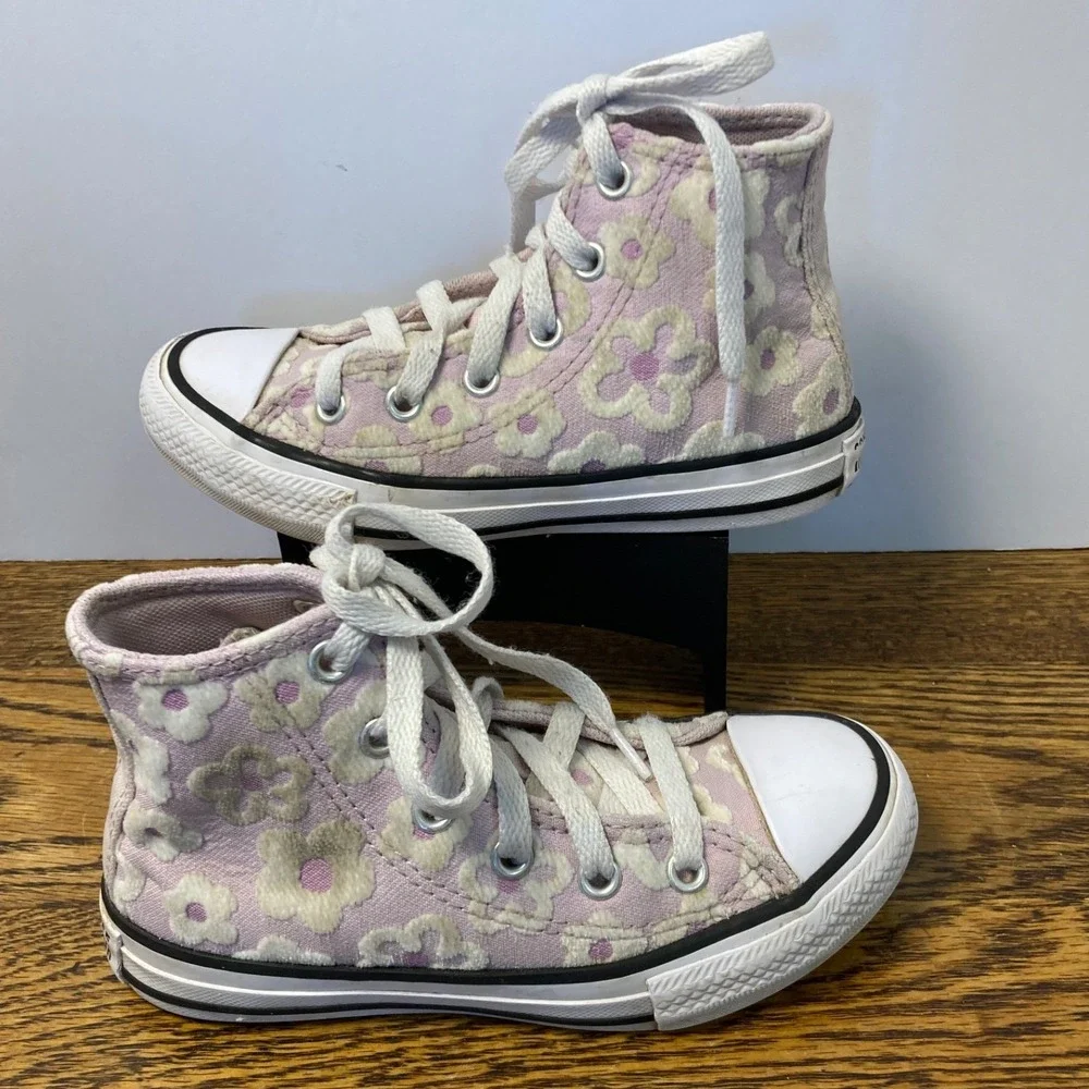 Converse Chuck Taylor All Star Youth 11 Pink Floral High Top Sneakers A08117F